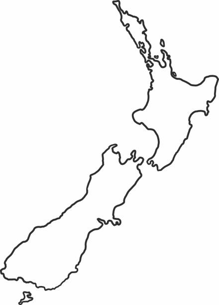 Freehand sketch new zealand map on white background stock illustration