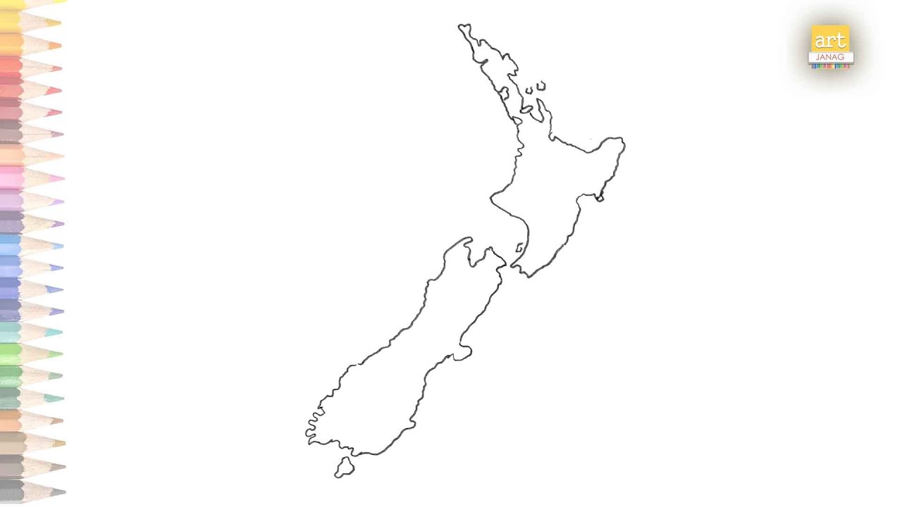 Map of new zealand outline drawing how to draw new zealand map drawing step by step art janag