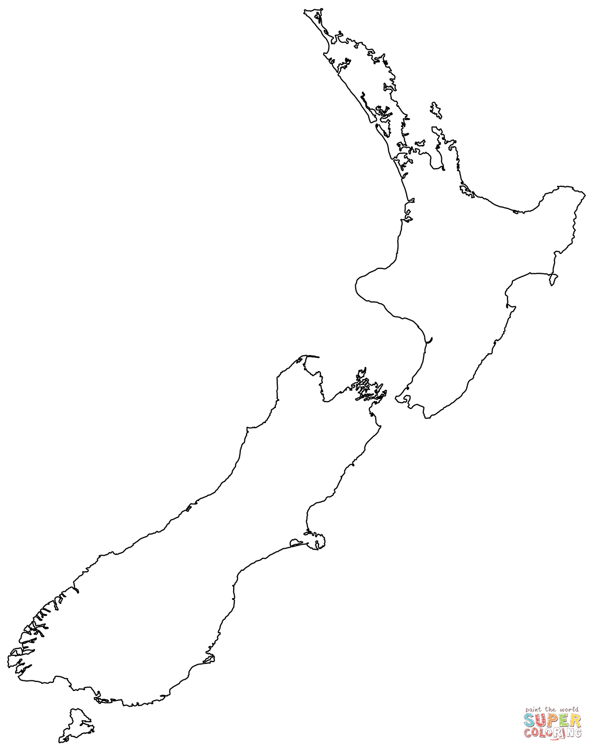 Outline map of new zealand coloring page free printable coloring pages