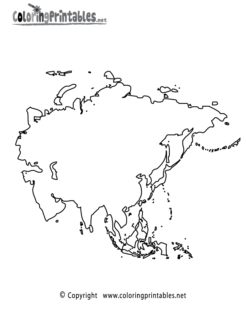 Asia map coloring page