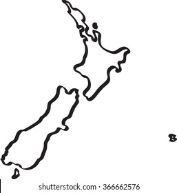 Freehand new zealand map sketch on stock vector royalty free