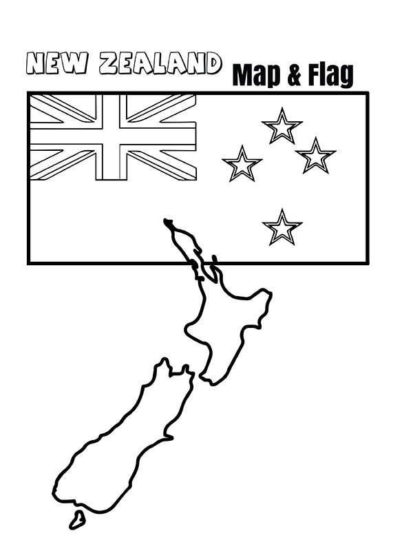 New zealand flag and map fãrbung seite