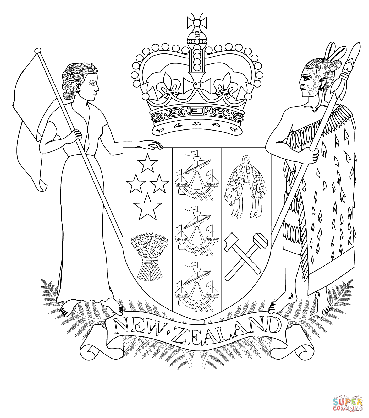 Coat of arms of new zealand coloring page free printable coloring pages