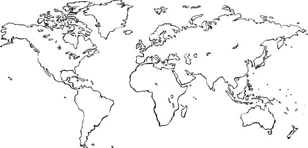 Drawing of the map of australia new zealand stock illustrations royalty