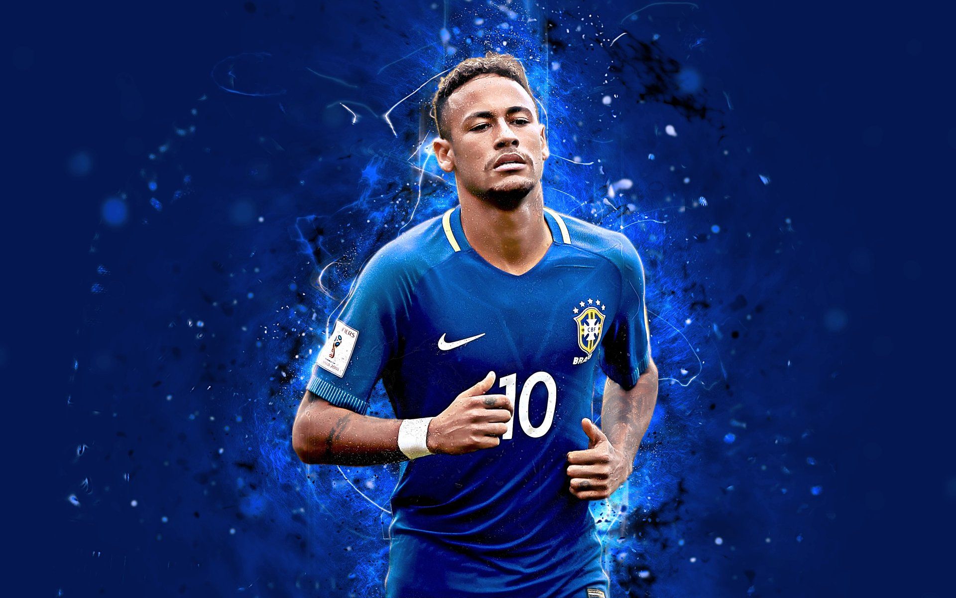 Download wallpapers Neymar Jr, art, 4k, Brazil national football team, blue  and yellow splashes of paint, grunge art, Brazilian footballer, creative  art, Brazil…