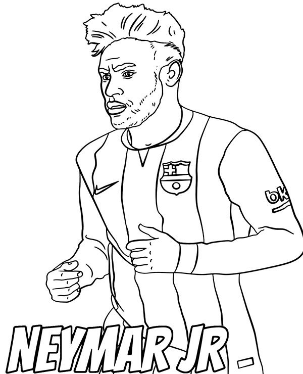 Neymar coloring pages with footballers printable picture football coloring pages coloring pages easy drawings