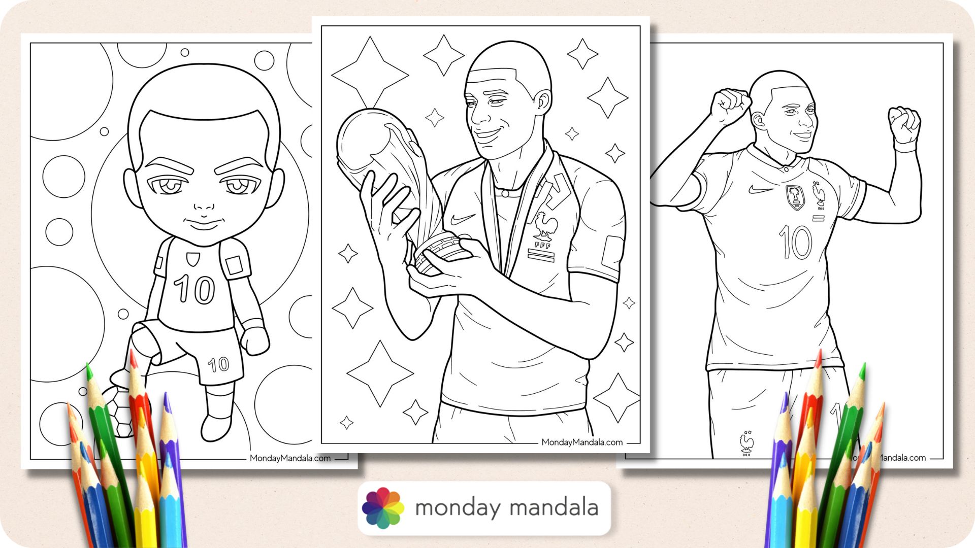 Kylian mbappã coloring pages free pdf printables