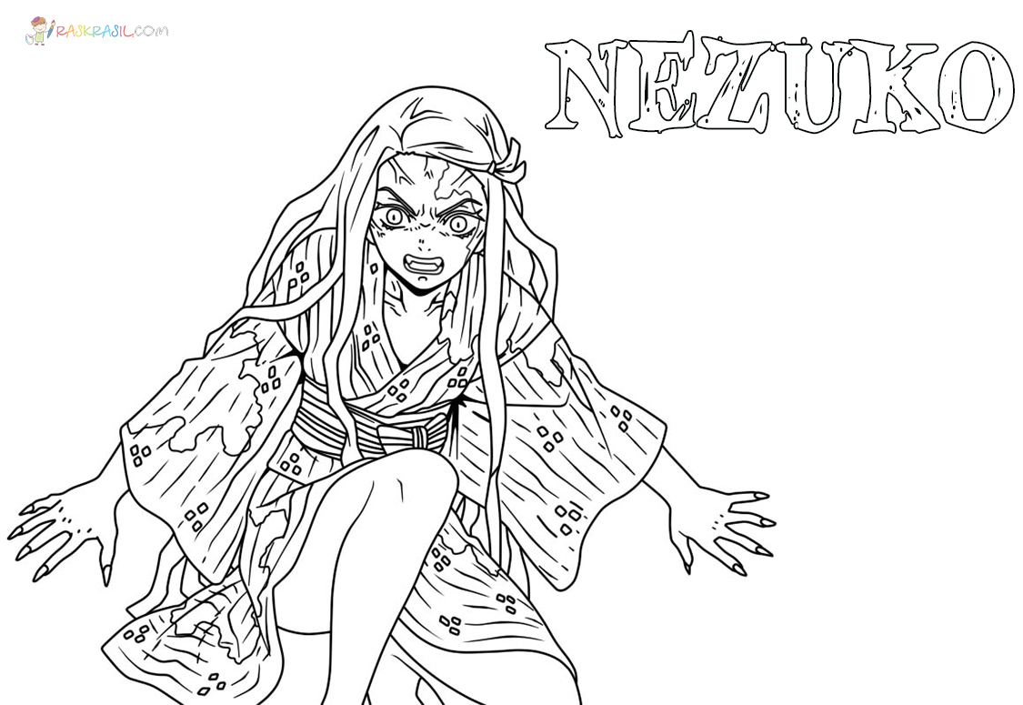 Nezuko coloring pages picrures free printable