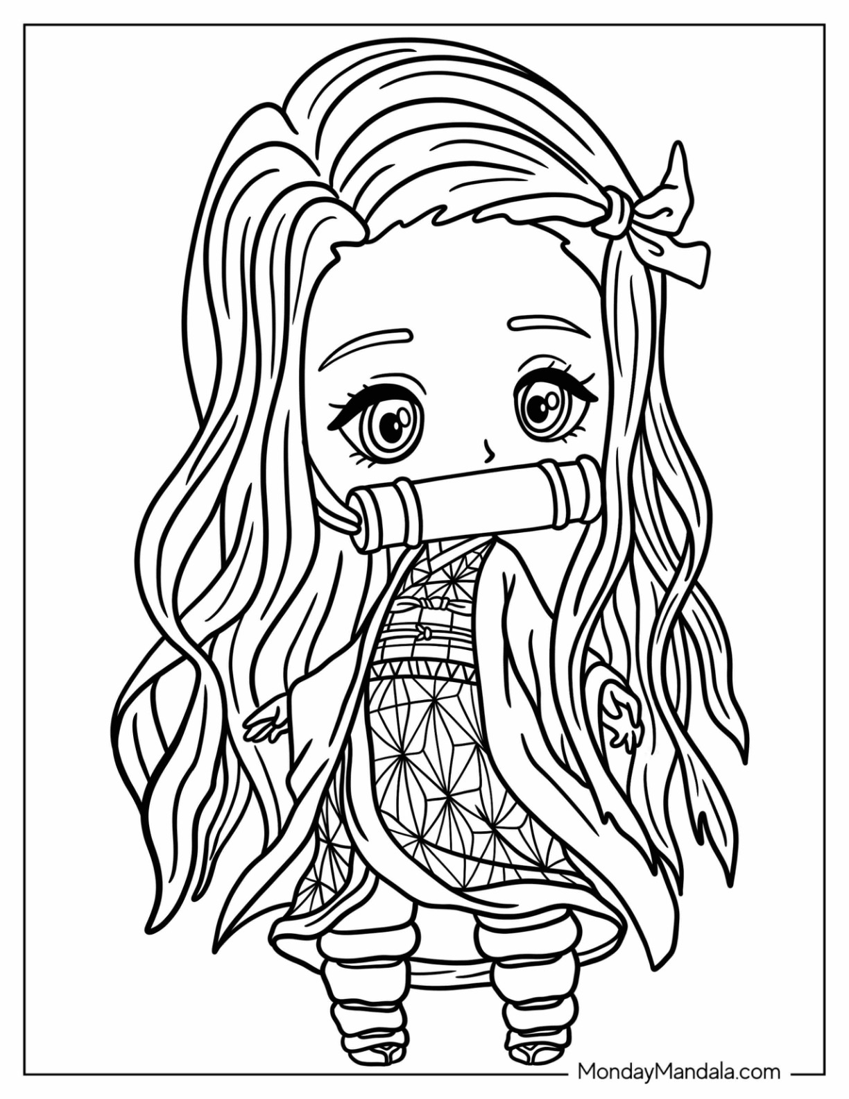 Nezuko coloring pages free pdf printables