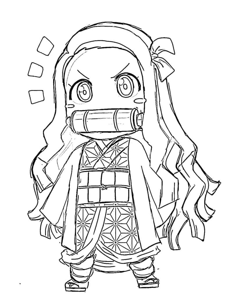 Cute chibi nezuko coloring page