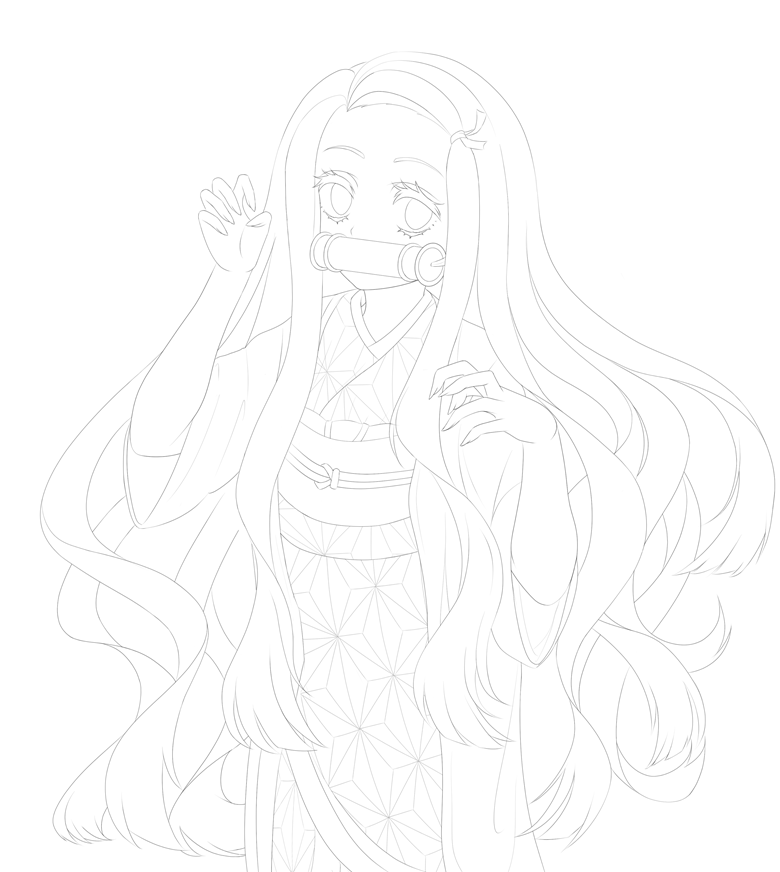 Nezuko lineart for coloring my version included