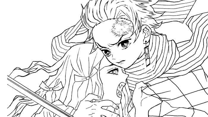 The demon slayer coloring book focuses on certain characters