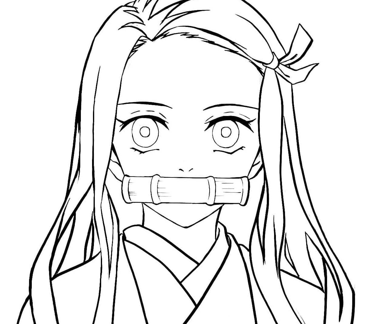 Large portrait of nezuko kamado coloring page printable