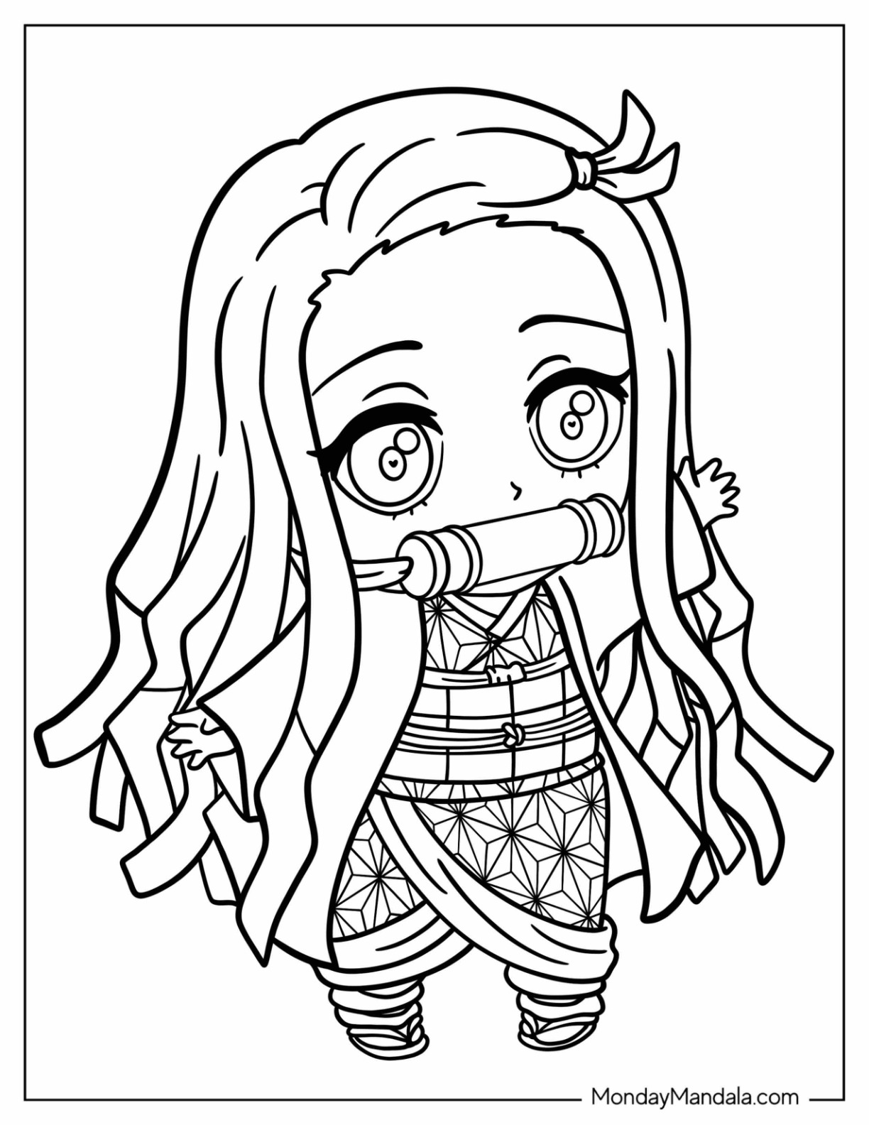 Nezuko coloring pages free pdf printables