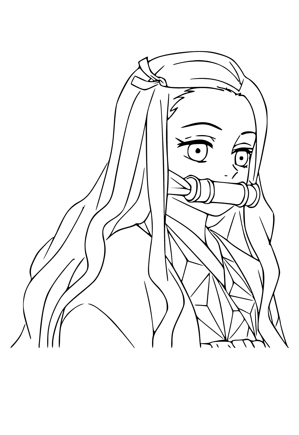 Free printable nezuko hairstyle coloring page for adults and kids