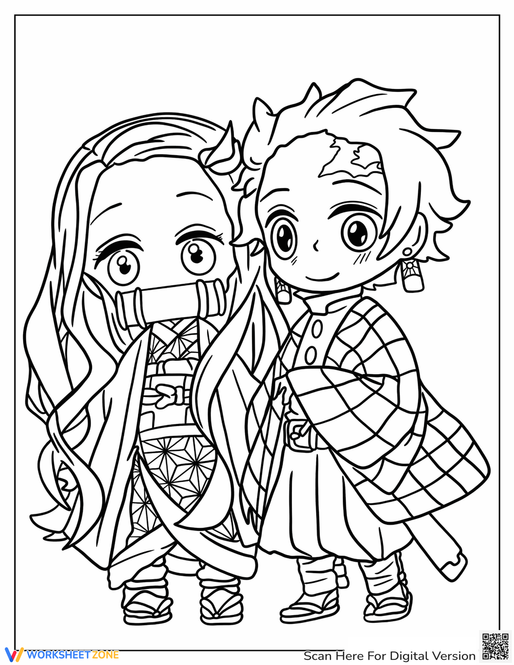 Free collection of nezuko coloring pages for kids