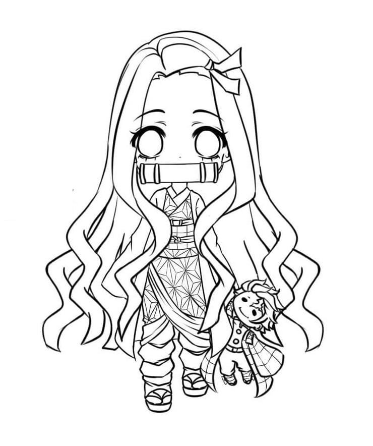 Nezuko colouring pages printable for free download