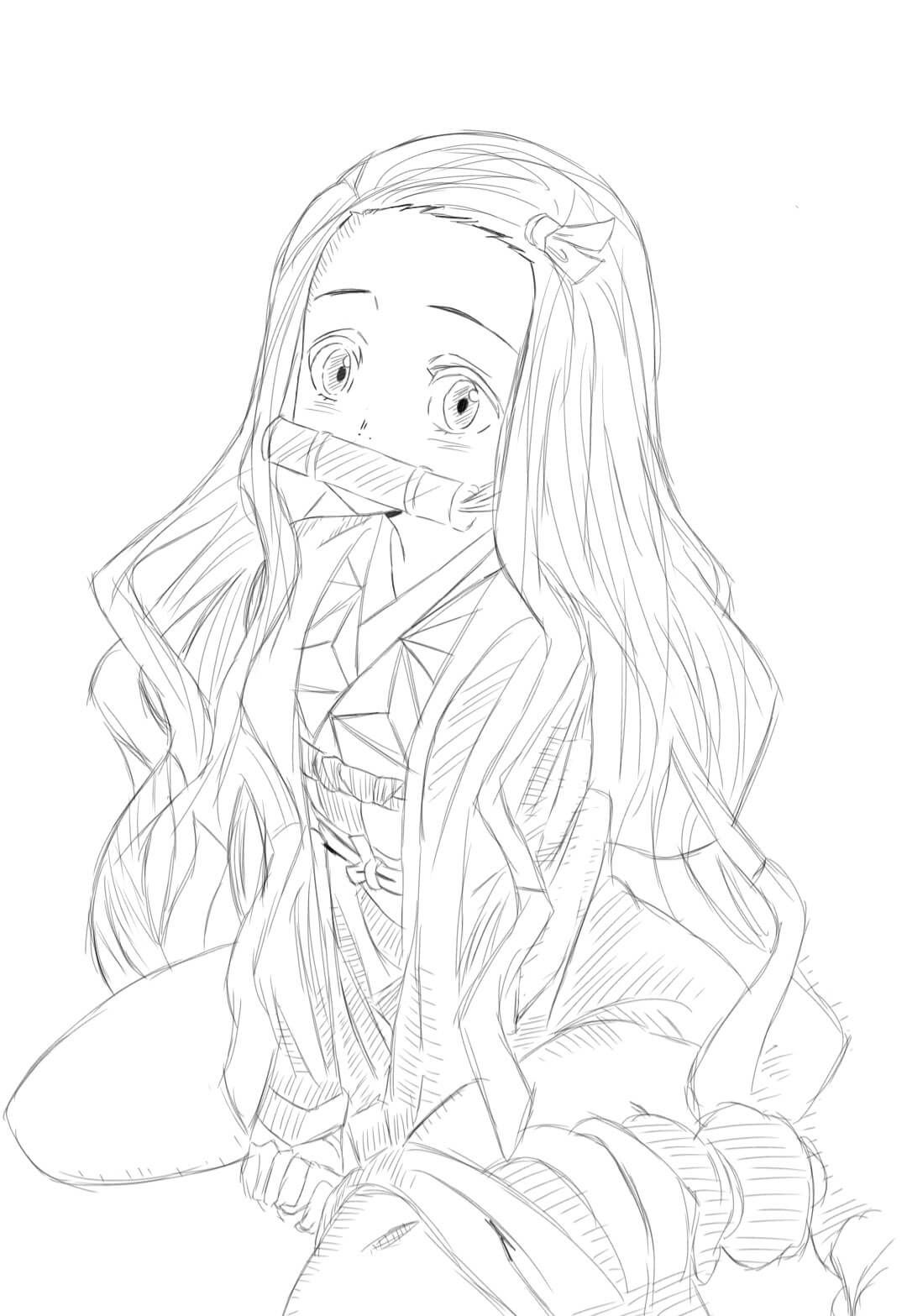 Download or print this amazing coloring page printable nezuko kamado coloring pages