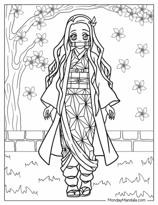 Demon slayer coloring pages free pdf printables