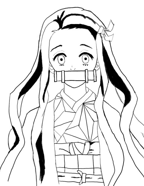 I tried drawing nezuko digitally on photoshop rkimetsunoyaiba