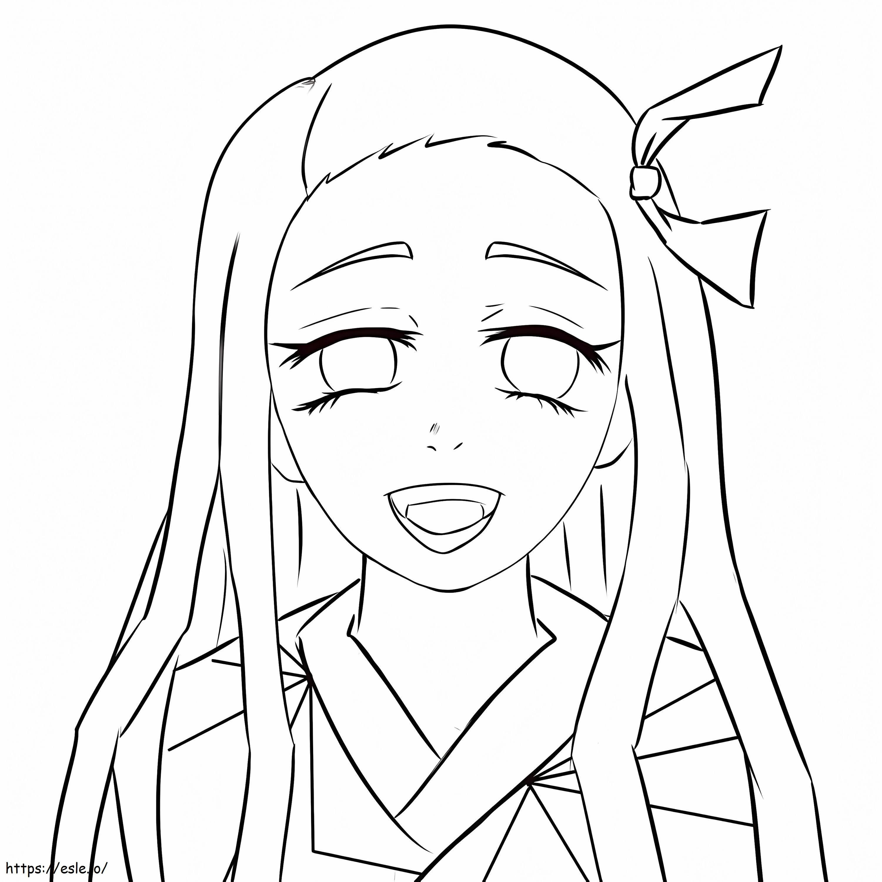 Happy nezuko coloring page