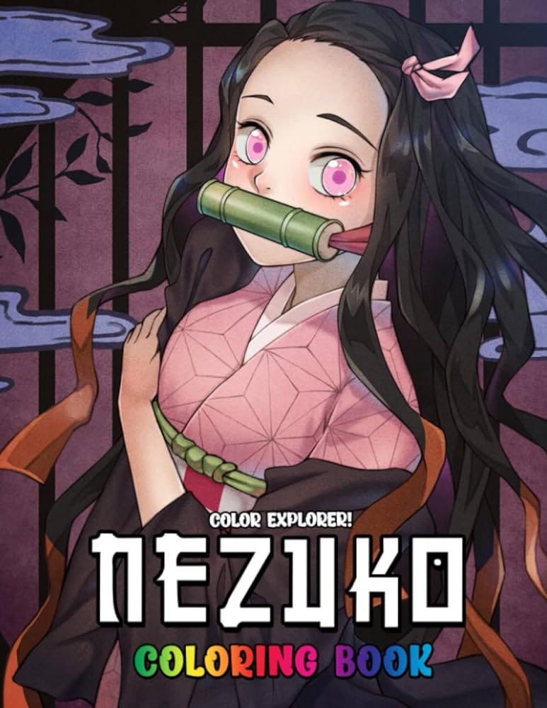 Nezuko loring book fun anime and manga loring pages for fans with amazing kamado nezuko anime character kawaii cute character japanese art explorer lor foreign language books