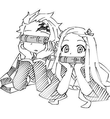 Kamado tanjirou and kamado nezuko as babies coloring page printable