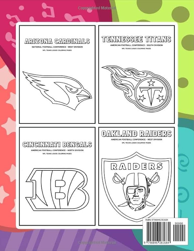 Nfl coloring book amazing coloring book for adults and kids with over unique illustrations teams logos football players and more hein marie