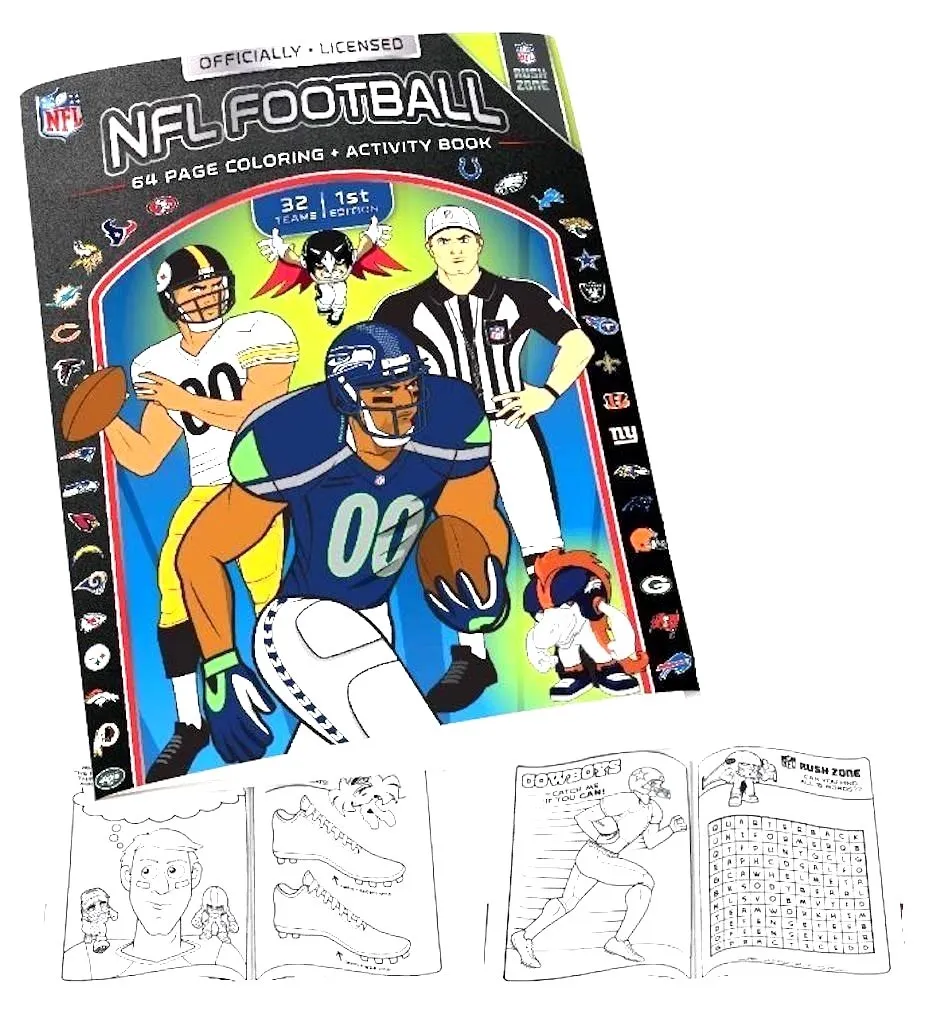 Nfl coloring book and activity book black white pages brand new