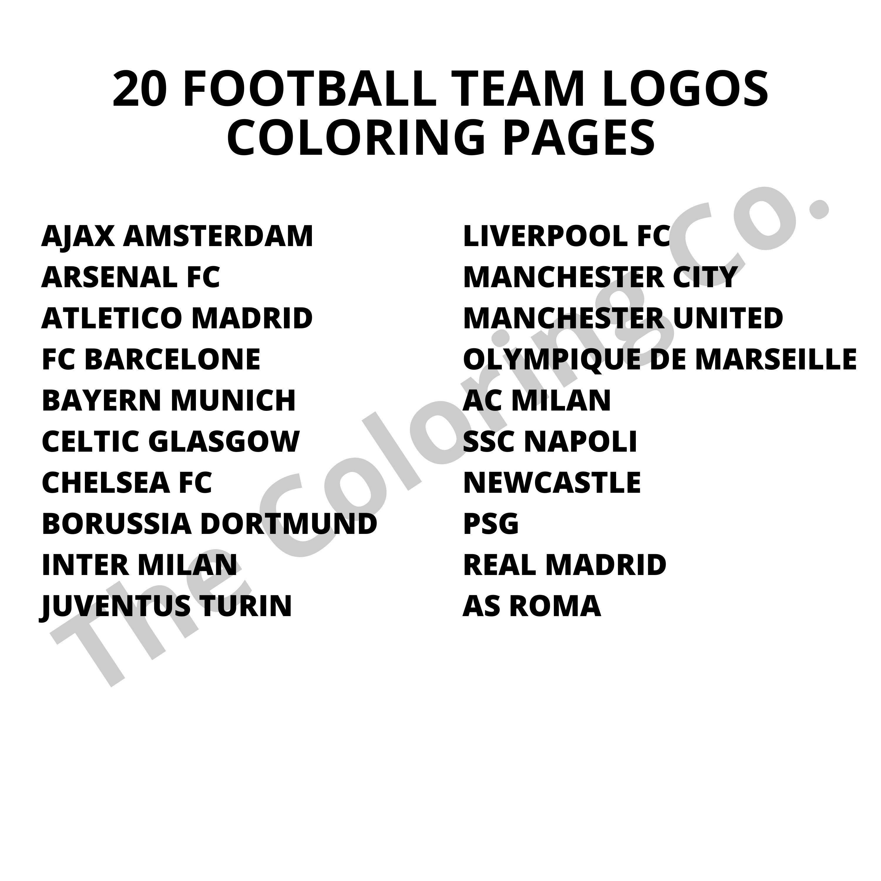 Football team logos to color coloring pages to print instantly