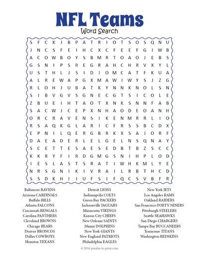 Free printable nfl teams word search team word word find football word search