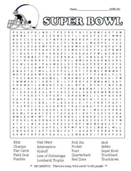 Super bowl difficult word search and coloring page by ejjaidalis deli