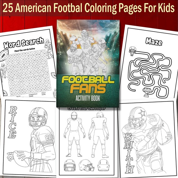 Best value football fans activity book instant download sports pages w mazes word search more ideal gift for players and nfl fans