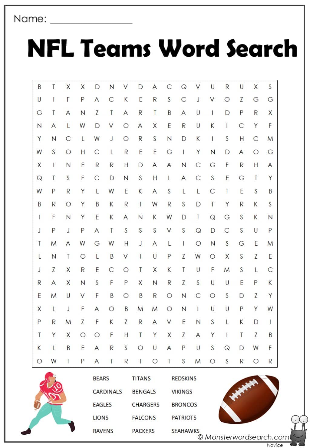 Nfl teams word search