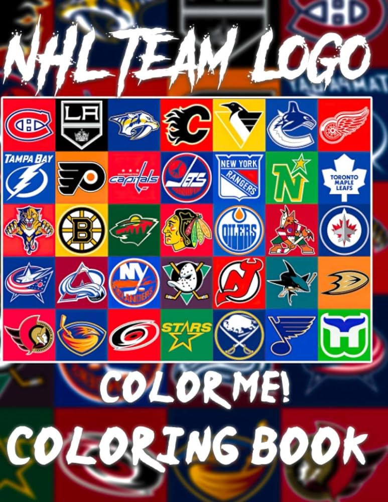 Color me nhl team logo coloring book stress relieving illustrations of nhl team logo me color books