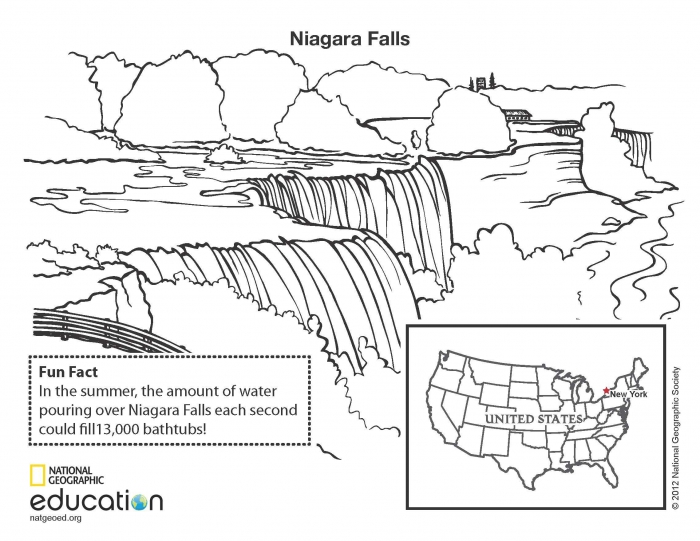 Color the world niagara falls worksheets