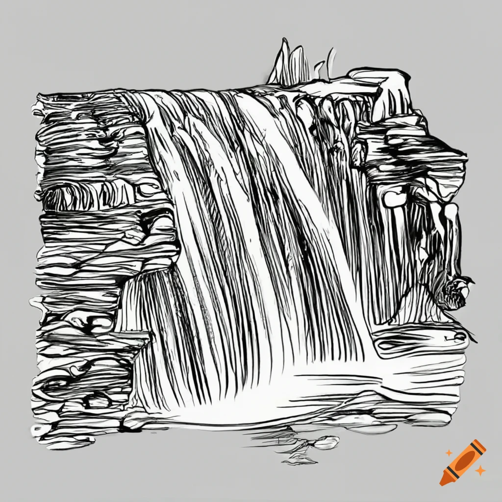 Niagara falls black and white sketch on