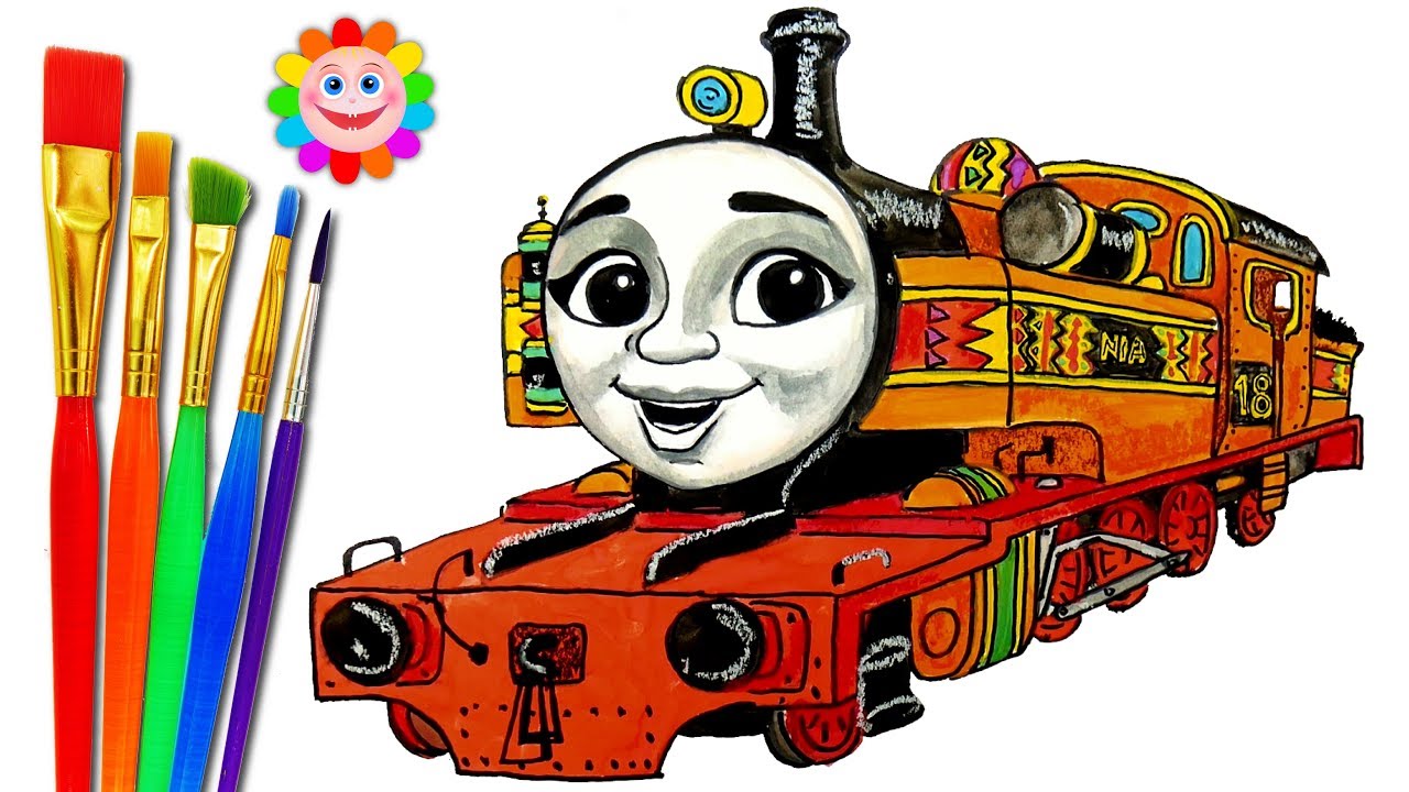 How to draw train thomas and friends big world big adventures nia trains video for kids