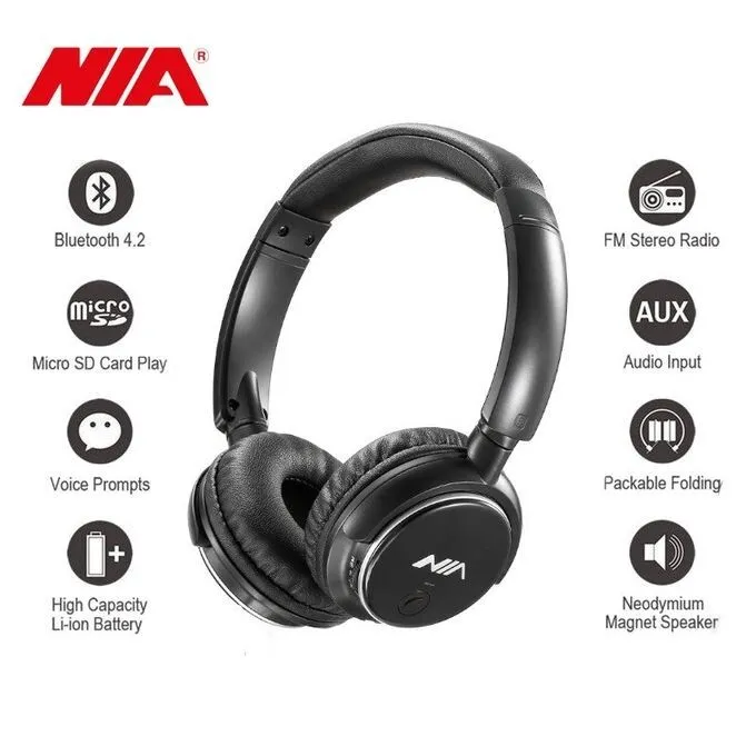 Music wireless for bluetooth headphones tf card fm radio mic headset folding aux