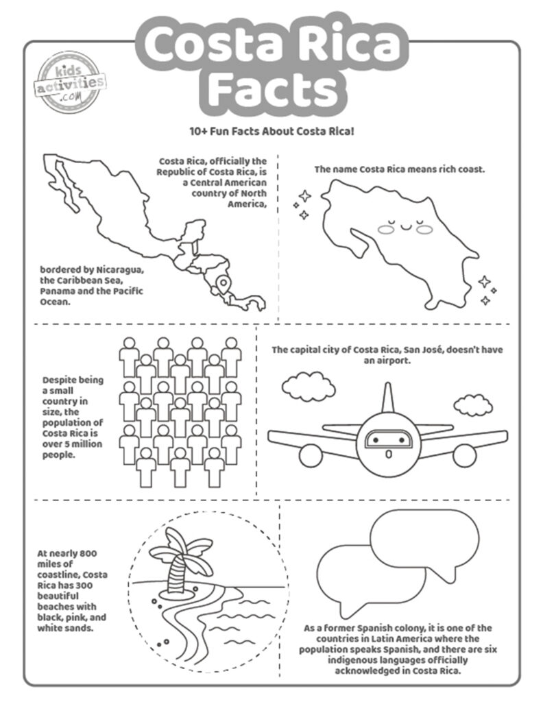 Fun costa rica facts coloring pages kids activities blog