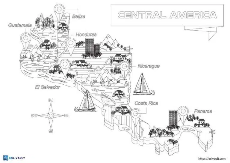 Free central america map coloring pages