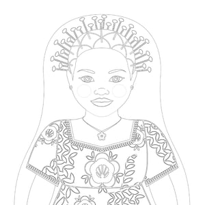 Nicaraguan coloring sheet printable file traditional folk dress matryoshka doll