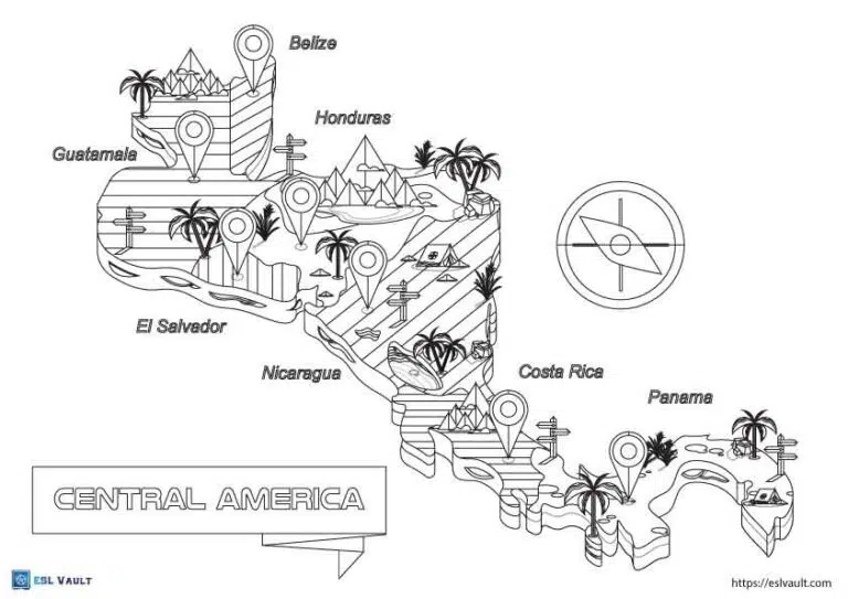 Free central america map coloring pages