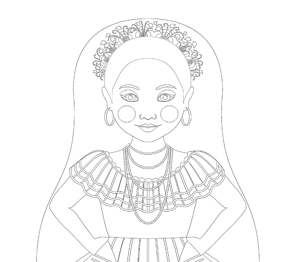 Nicaraguan coloring sheet printable file traditional folk dress matryoshka doll