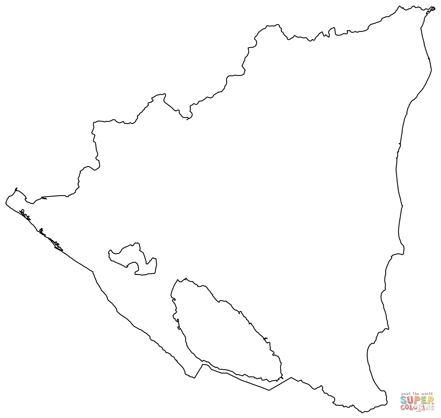 Outline map of nicaragua coloring page free printable coloring pages