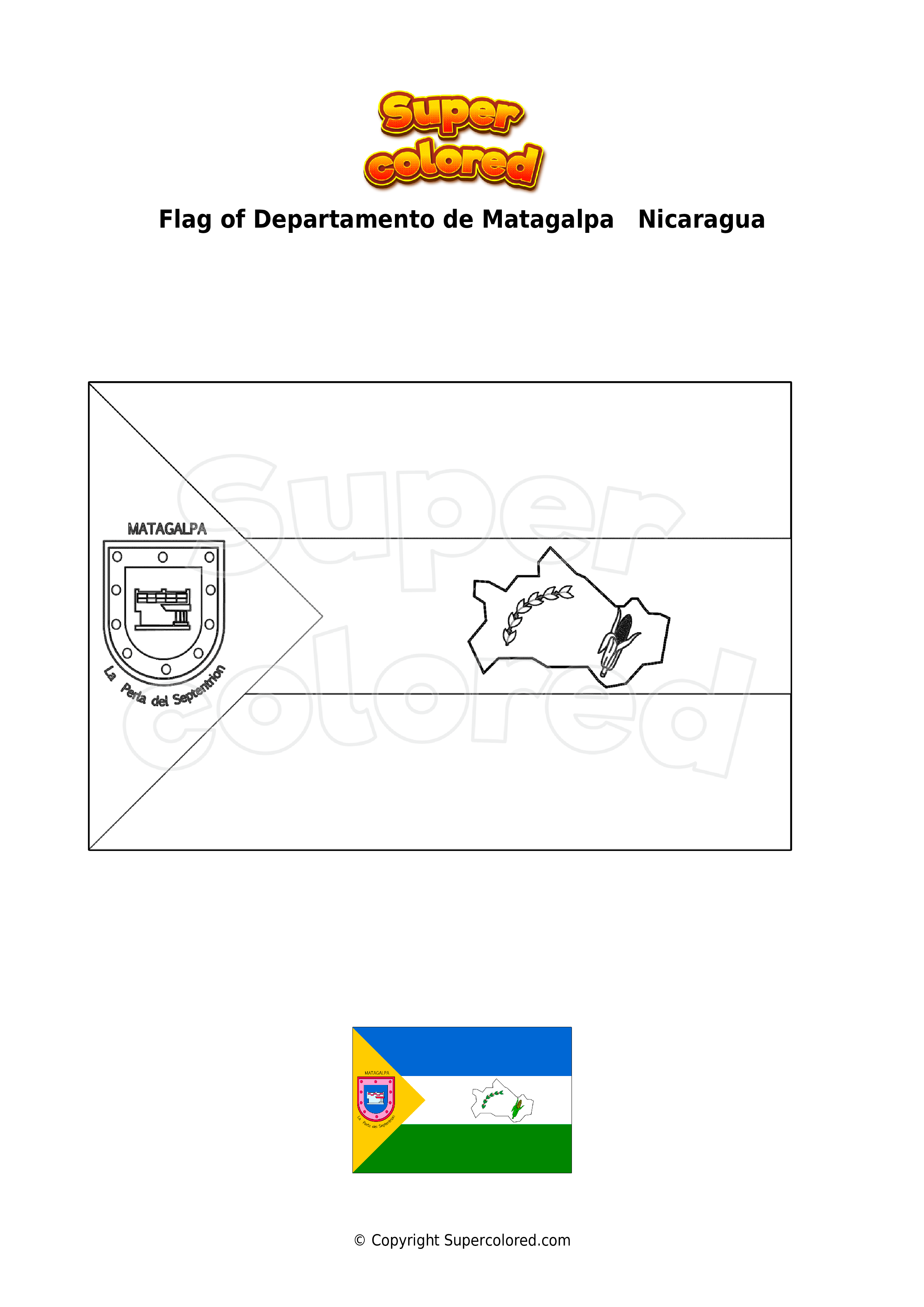 Coloring page flag of departamento de carazo nicaragua