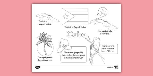 Cuba facts coloring sheet teacher