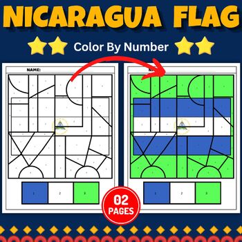 Nicaragua flag color by number coloring page