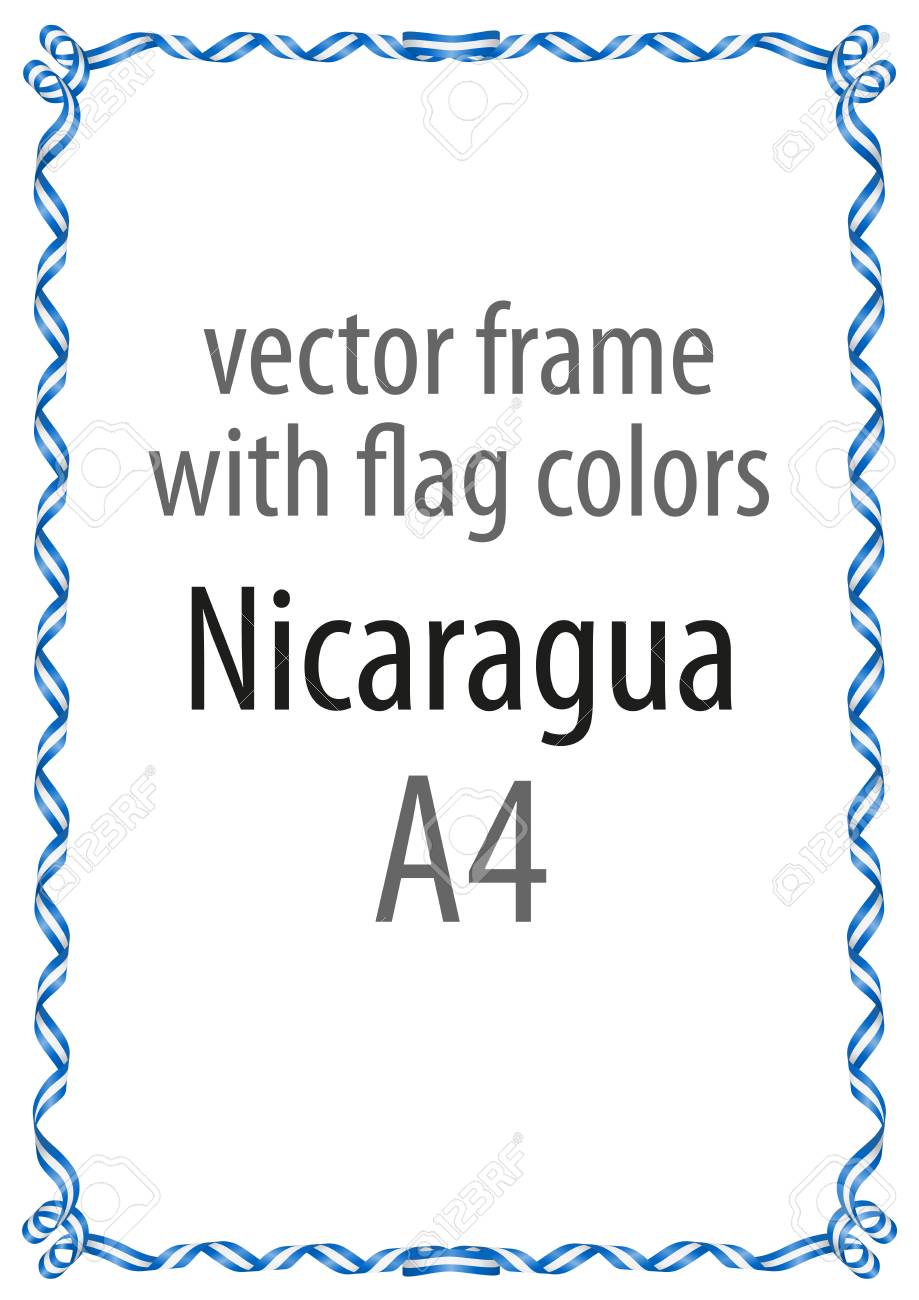 Frame and border of ribbon with the colors of the nicaragua flag royalty free svg cliparts vectors and stock illustration image