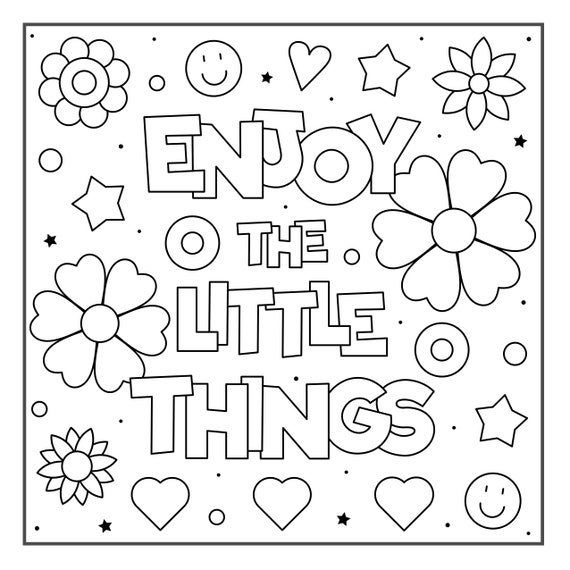 Cute and positive phrases coloring pages cute printable coloring pages instant download